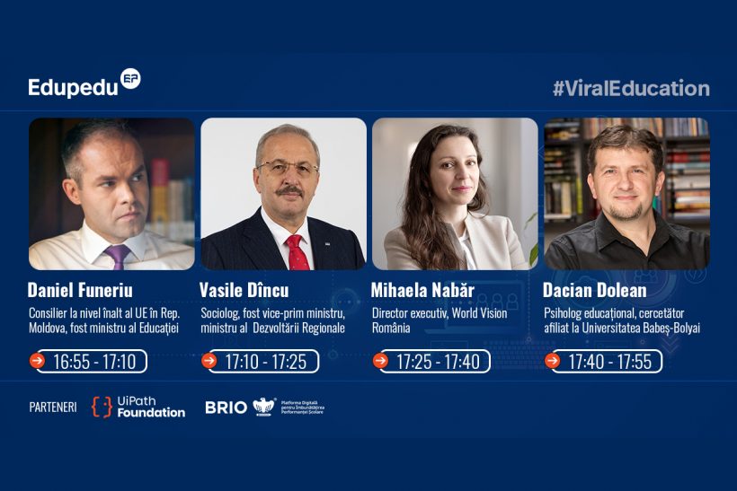 Daniel Funeriu, Vasile Dincu, Mihaela Nabar si Dacian Dolean la Conferinta Reforma digitala a educatiei, marti 8 iunie