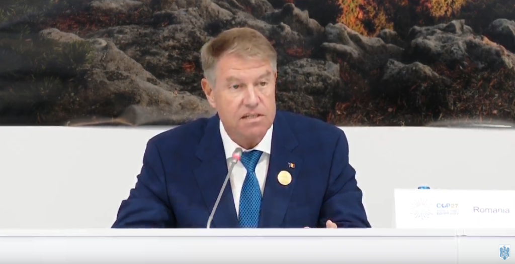 Klaus Iohannis la COP27 Foto: captură Youtube