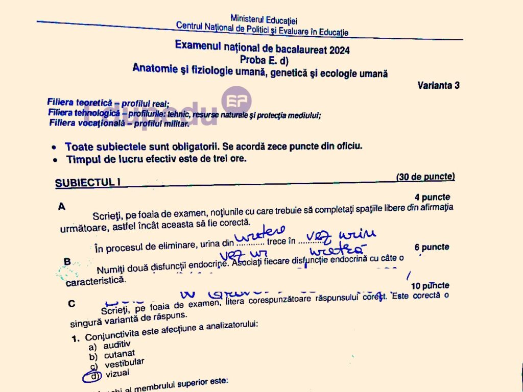 Subiecte Biologie