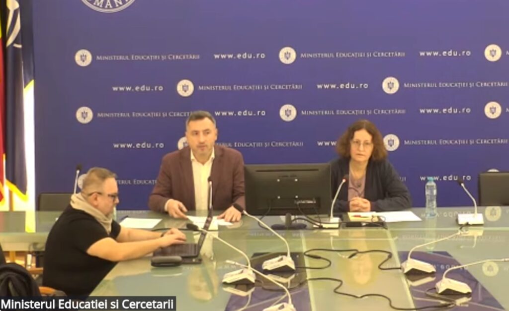 Daniel Georgescu și Oana Fotache Dubălaru la sediul Ministerului Educatiei și Cercetării / Captură foto: Youtube.com/MEC